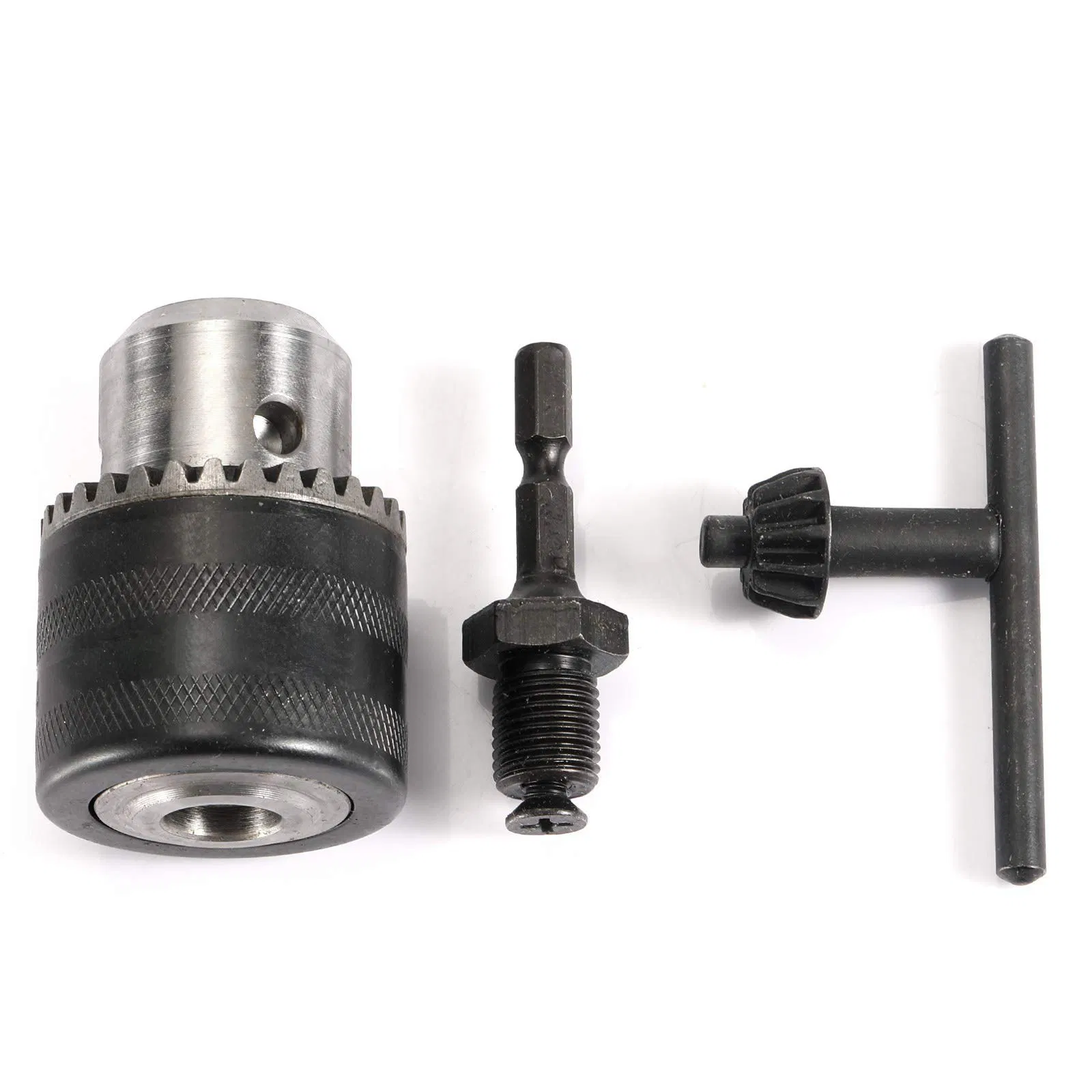 1/2" Drill Chuck with 1/4" Quick Change Hex Drive and Wrench to Drill Adapter
