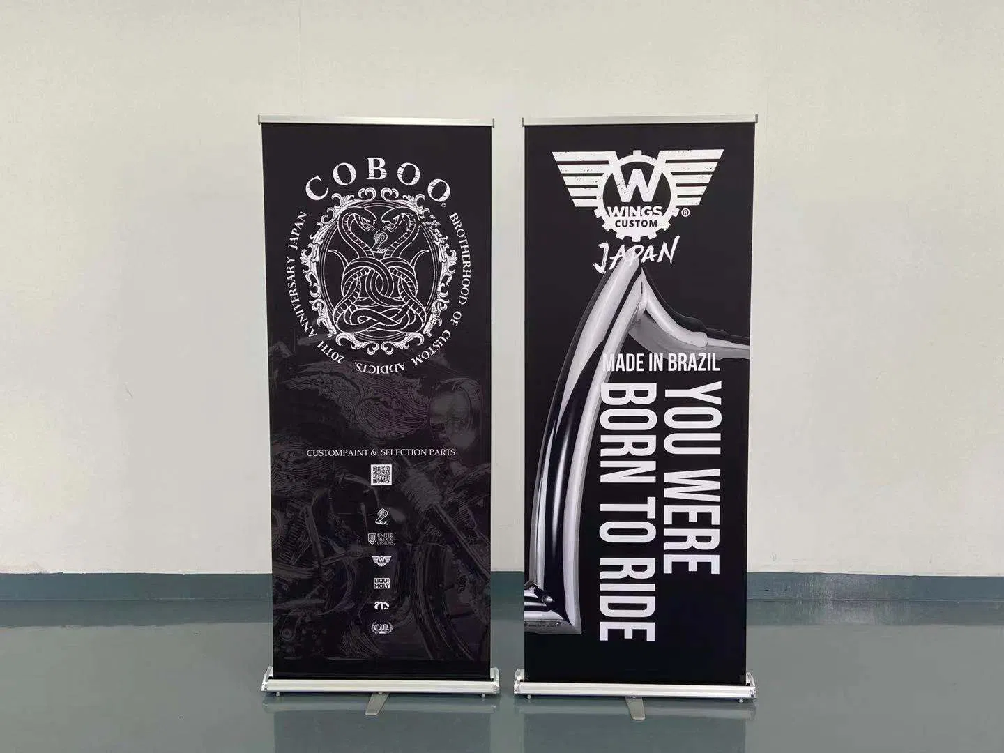 Retractable Standing Display Scrolling Custom Logo Full Color Print Roll up Horizontal Banner Stand