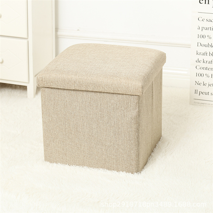 New Square Fabric Storage Sofa with Foldable Toy Storage Stool
