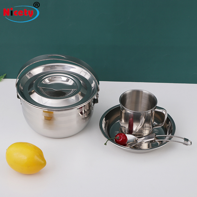 Kitchen Utensil 10 Pieces Outdoor Camping Eco-Friendly Stainless Steel Cookware Set