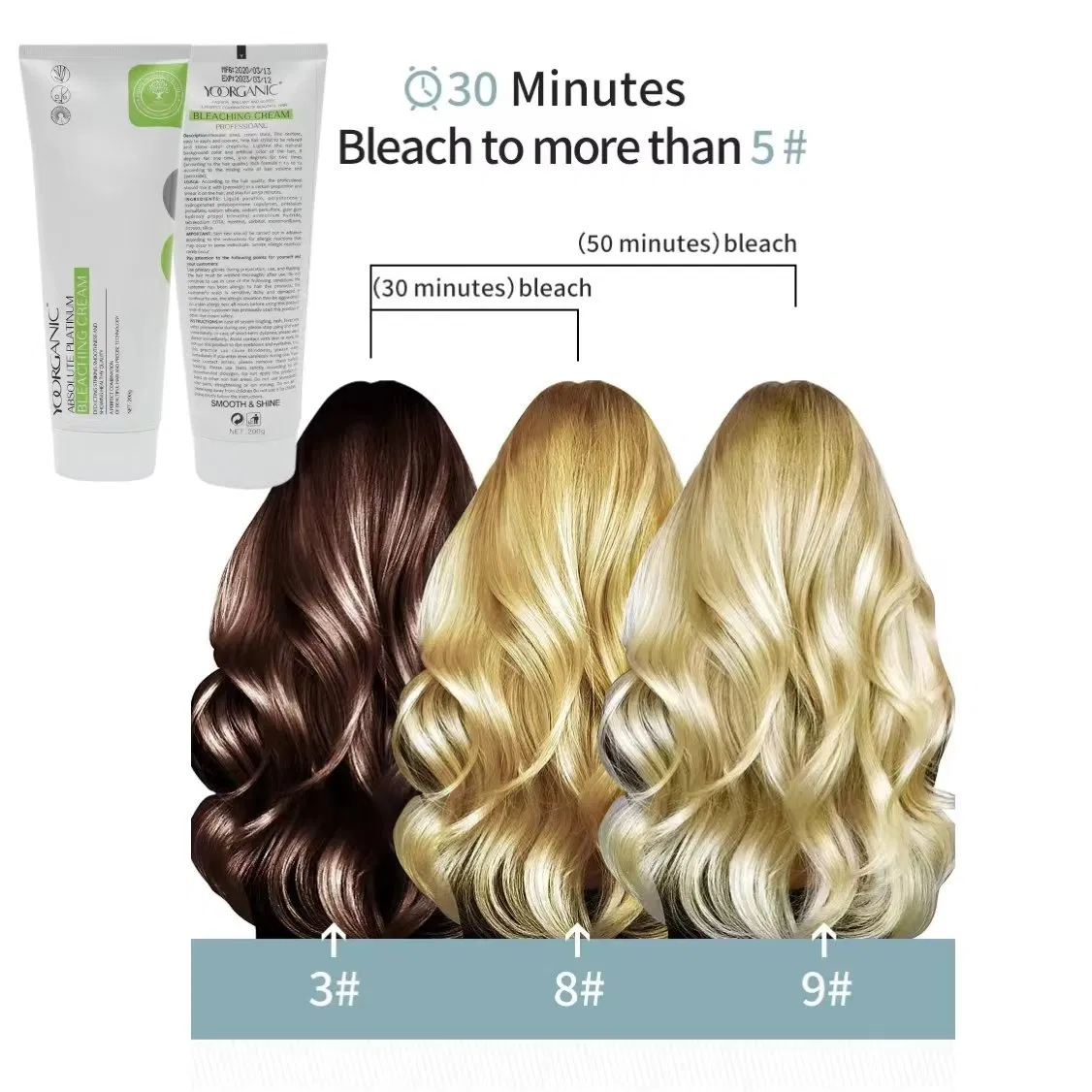 Yooranic Private Label Lightening Cream Hair Dye Professional Hair No Yellow Bleaching Cream