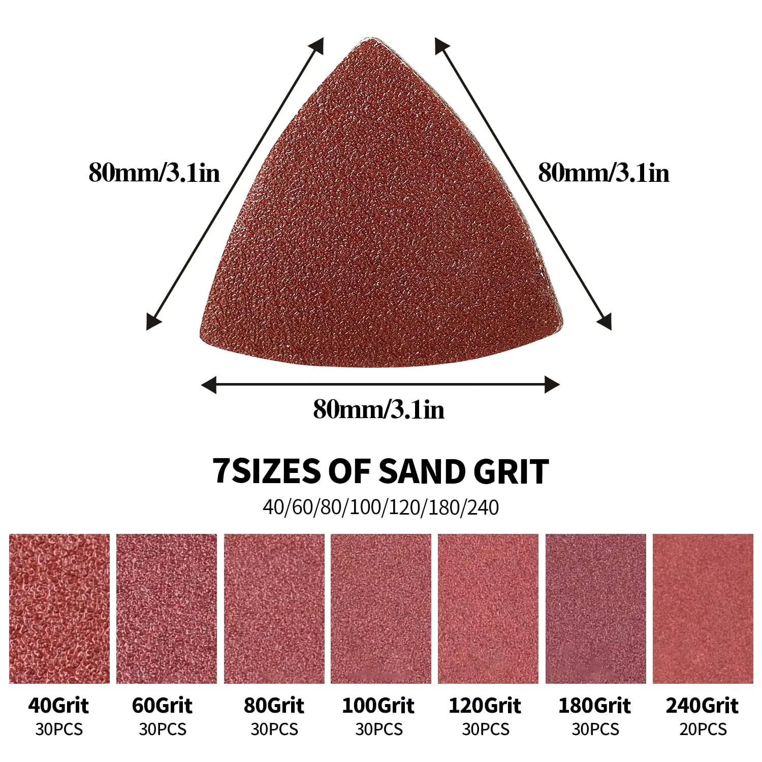Треугольный шлифовальный диск 80x80x80 мм для дерева и металла