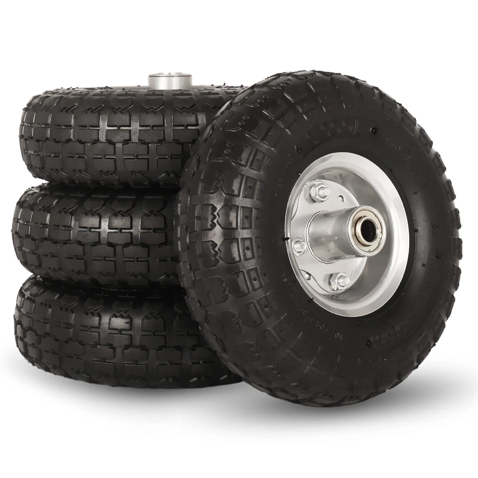 10 Inch 4.10/3.50-4 Flat Free Polyurethane PU Foam Tire and Wheel for Generator Lawnmower Hand Truck Garden Wagon Cart