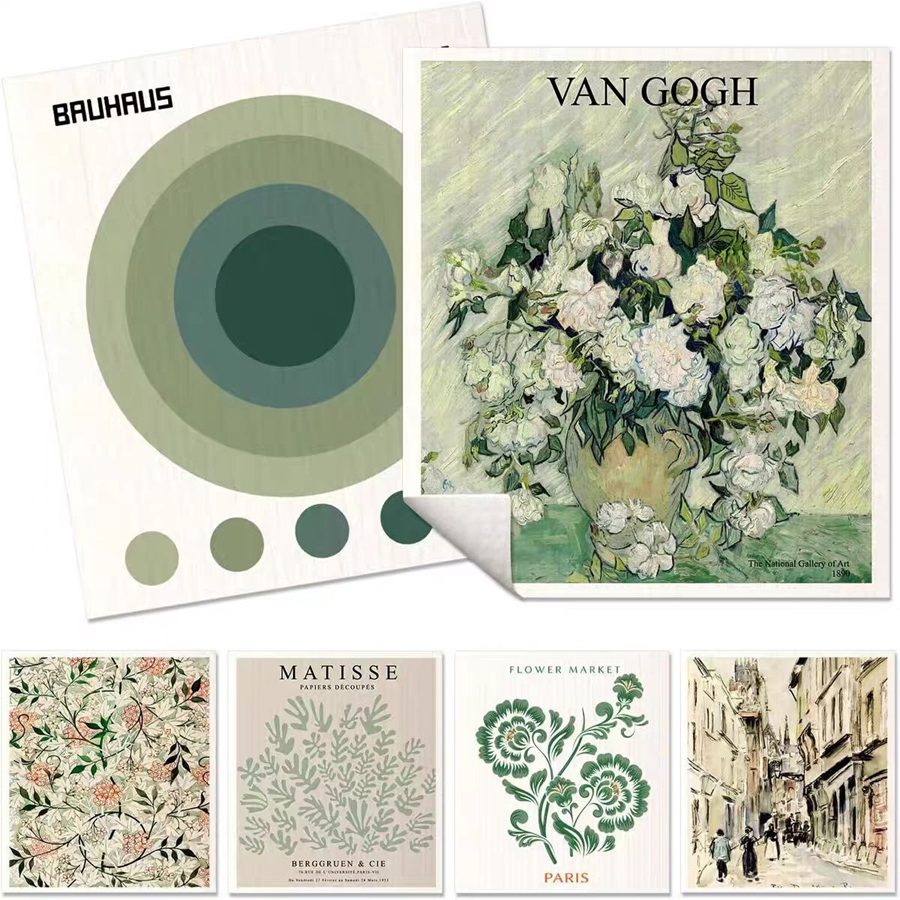 100% Natural Cleaning Cloth Biodegradable Printed Swedish Dish Cloth Cellulose Sponge Dishcloths