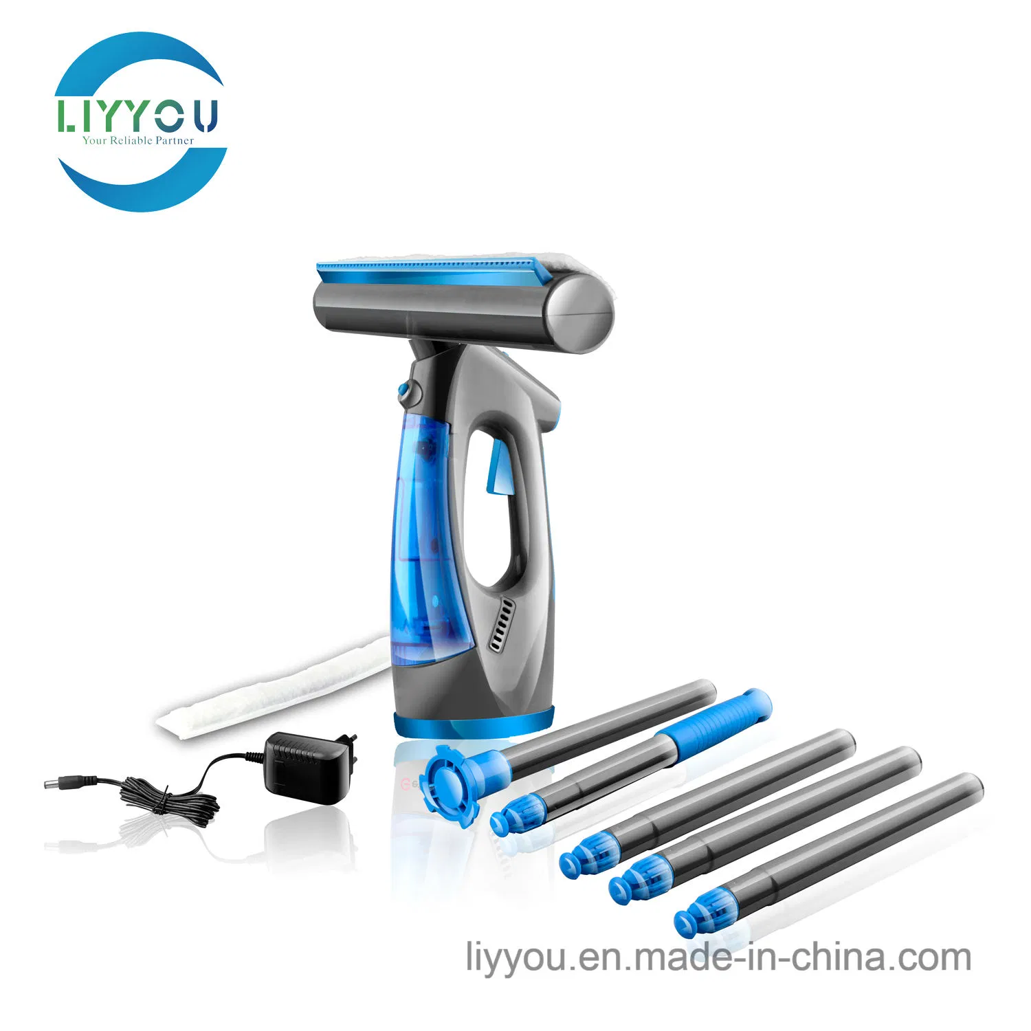 Ly106 Click System Window Cleaning Tool Kit with Pole and Microfiber Cleaning Pad