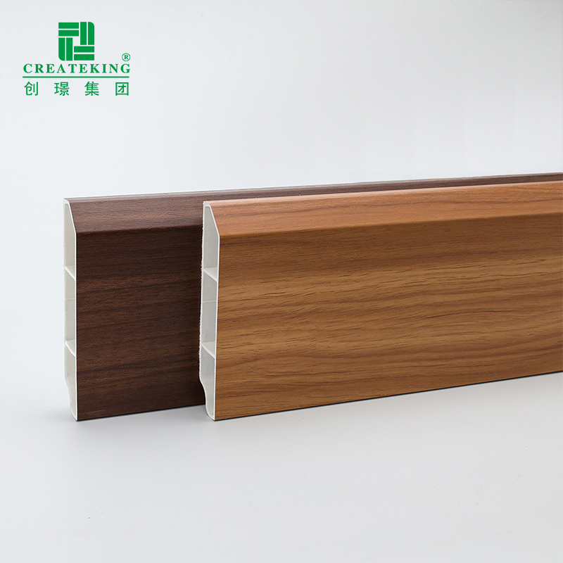 China Factory Customized High-Quality 99*19mm Wood-Grain Hollow Spc Skirting Board