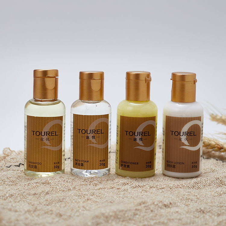 Disposable Hotel Amenities Toiletries Wholesale Mini Hotel Supplies Size Shower Gel Shampoo and Conditioner Set