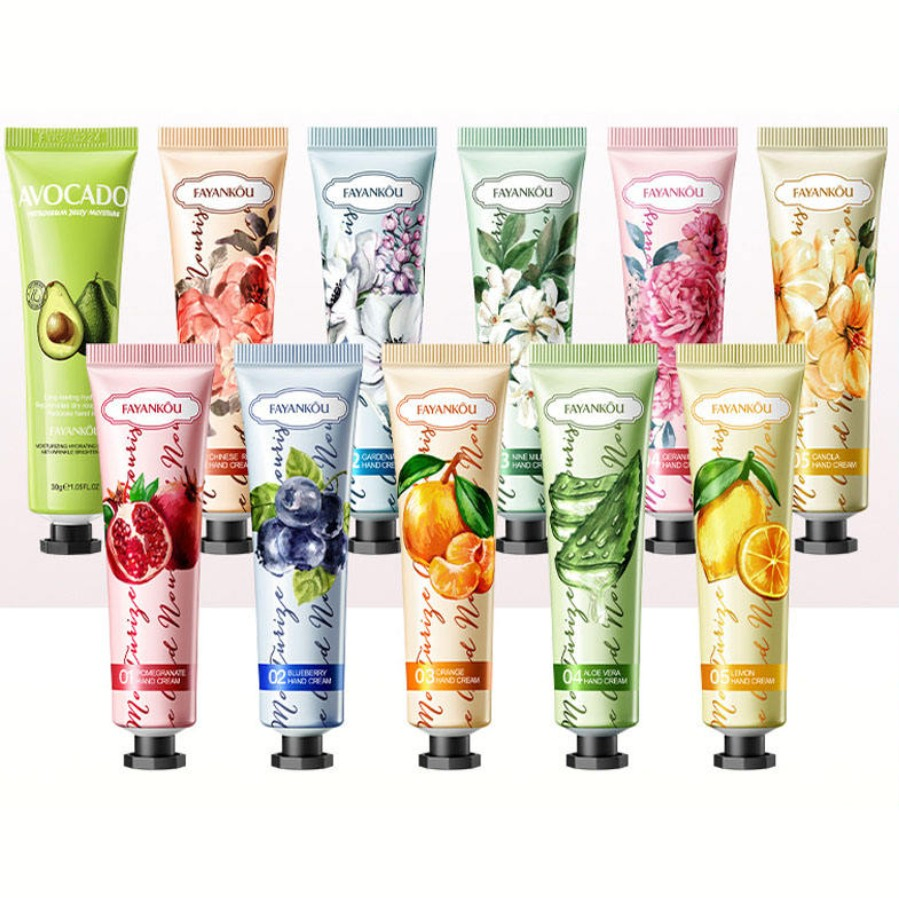 Online Wholesale and Retail Fruit Flowers Red Pomegranate Blueberry Orange Lemon Aloe Vera Rose Nourishing Anti-Wrinkle Anti-Cracking Mini Lotion Hand Cream