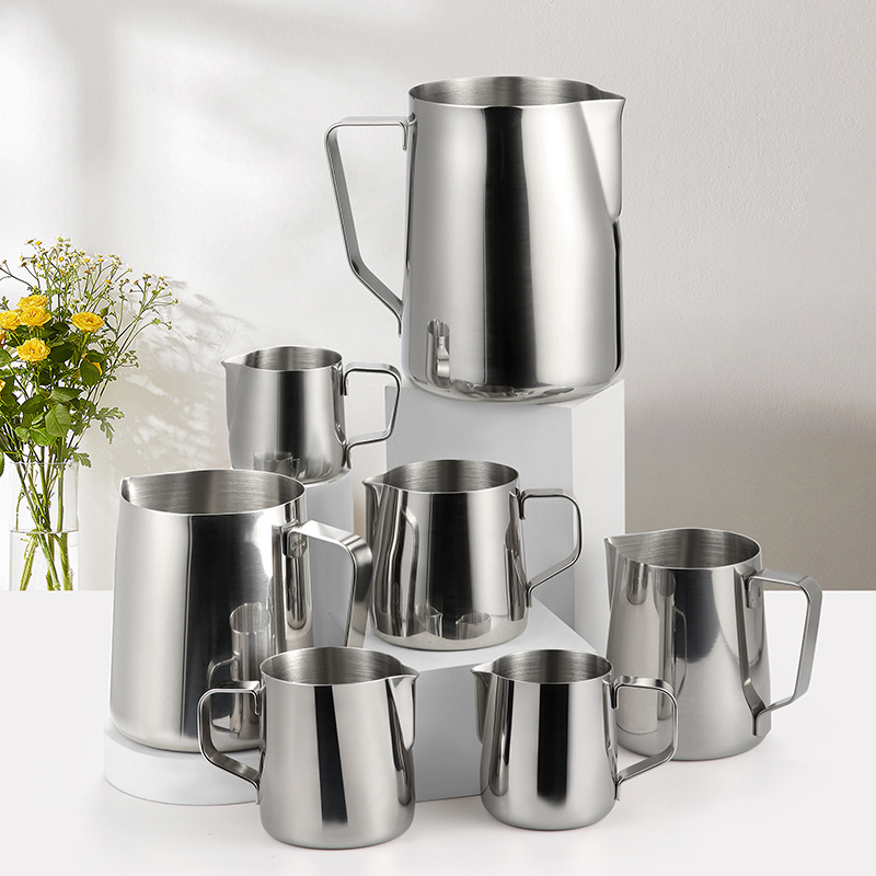 Various Sizes Stainless Steel Measuring Cup Milk Frothing Pitcher Coffee Milk Pitcher Jug for Coffee Bar