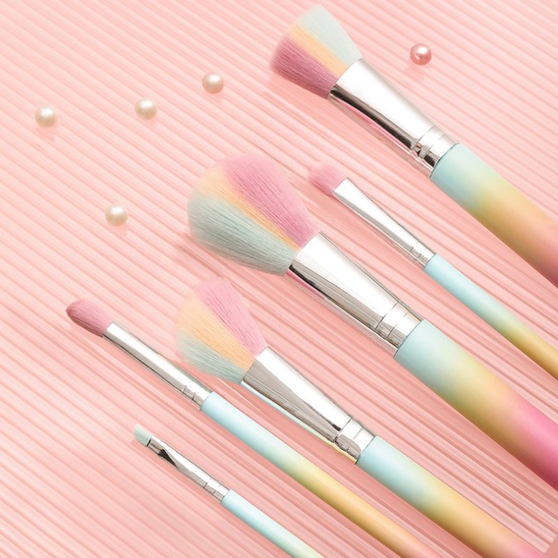 New Arrival Colorful Make up Brush Set Rainbow Brush 10PCS Powder Liquid Blending Brush