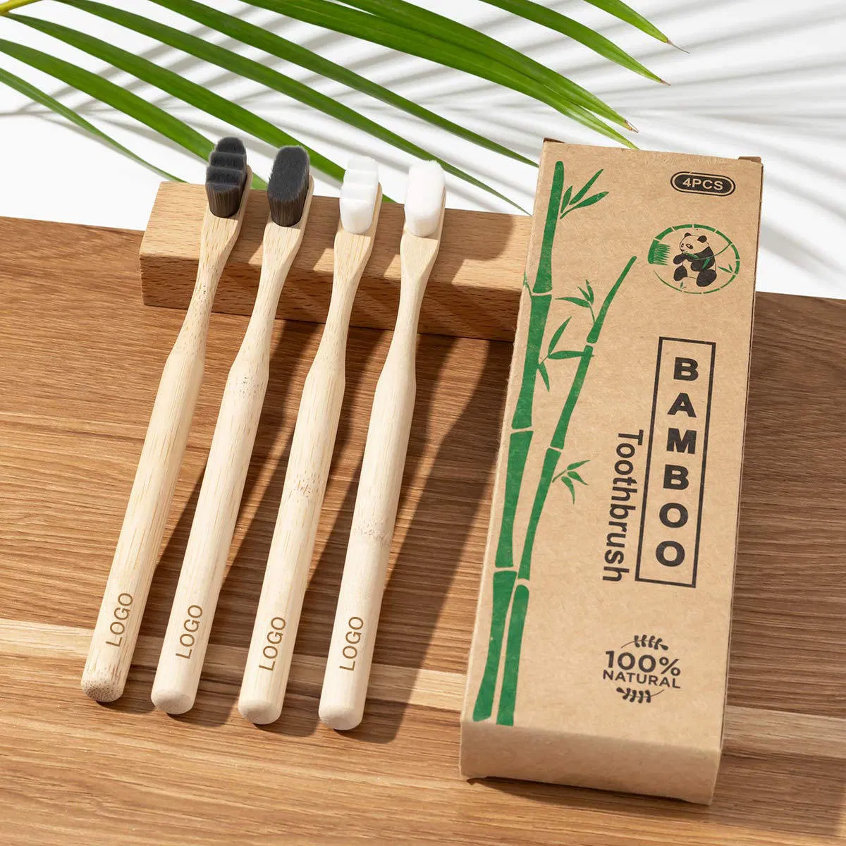 Customized Wholesale Charcoa Soft Nano-Bristles Bamboo Toothbrush