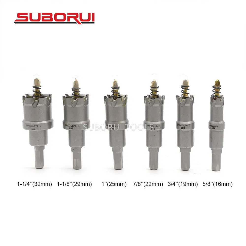 Suborui 10PCS 16-54mm Titanium Tungsten Carbide Tipped Tct Heavy Duty Metal Hole Cutter Hole Saw Set Kit for Stainless Steel