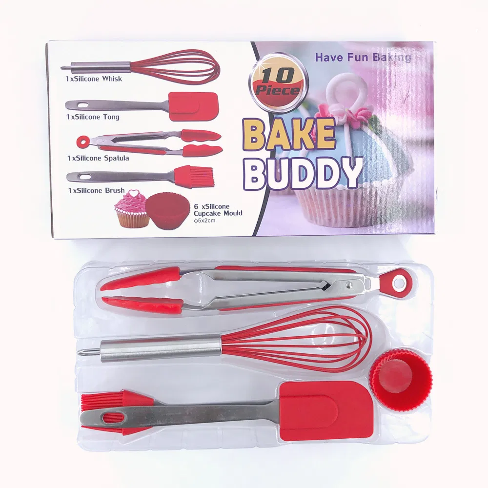 Набор кухонных гаджетов для выпечки: венчик, скребок, щетка, клипсы