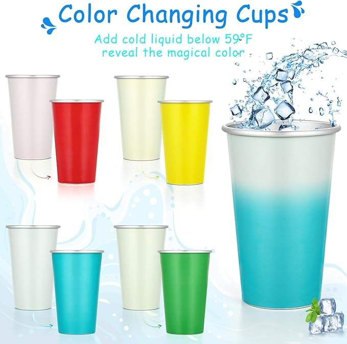 Custom 16 Oz Color Changing Aluminum Tumbler Premium Metal Cups for Stackable Reusable Drinking Party Birthday Children Adults