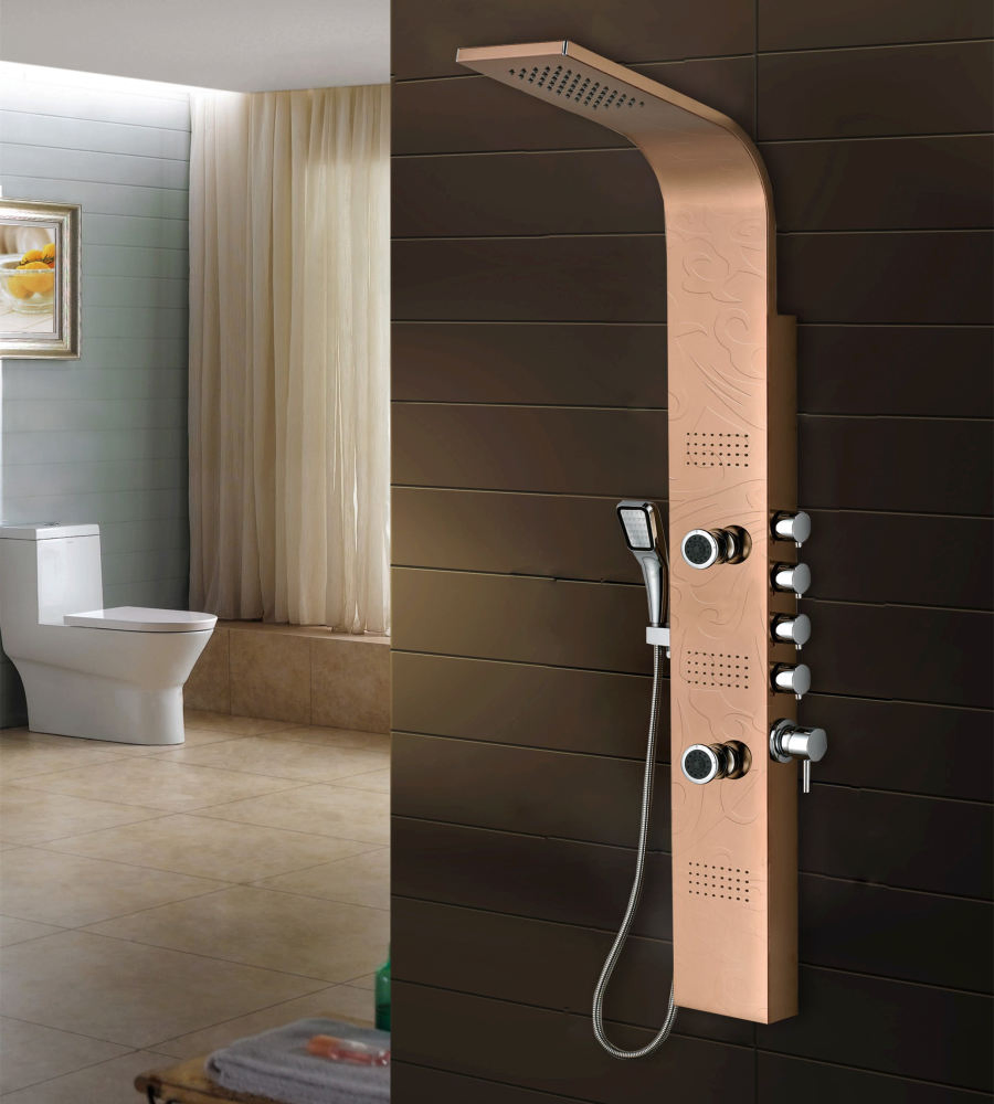 Titanium Gold Wall Mounted Shower Column Exposed Shower Set Shower Panel
