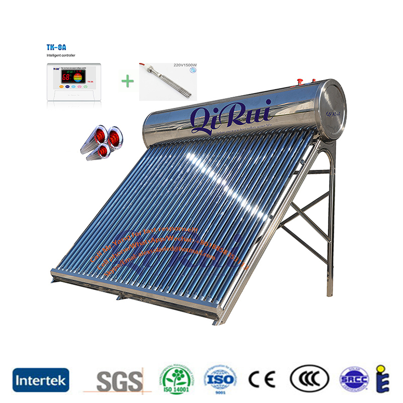 Domestic 50L-500L Calentadores Solares De Agua Price Stainless Steel Solar Hot Water Heater for House