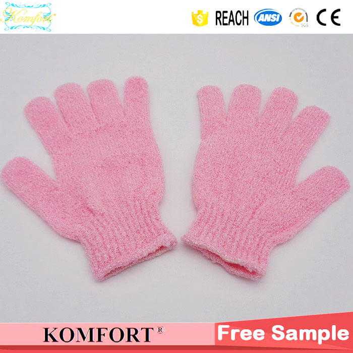 Pink Shower Nylon Wash SPA Bath Glove Exfoliating Body Scrubber (JMC-429B)