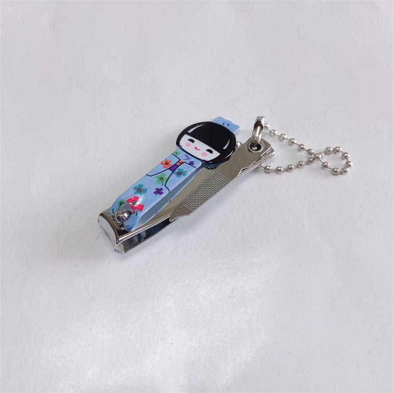 Japanese Doll Nail Clipper Cutters with Girl Pattern Coating, File and Keychain
