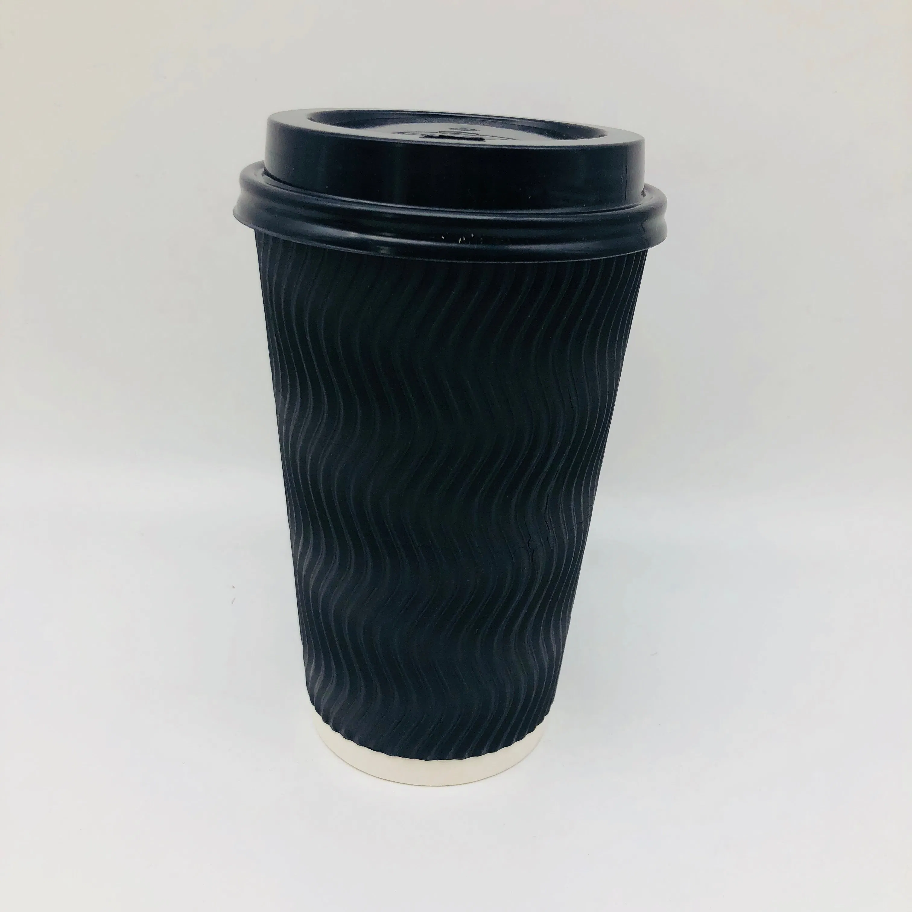 Биоразлагаемые бумажные стаканы 12oz с крышкой PLA