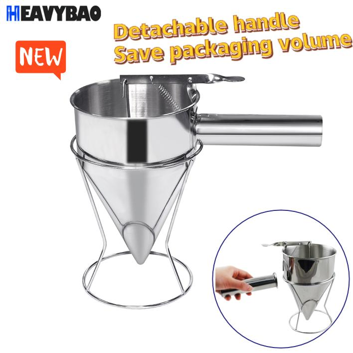 Heavybao Stainless Steel Manuel Dispenser Detachable Dispenser Funnel for Baking