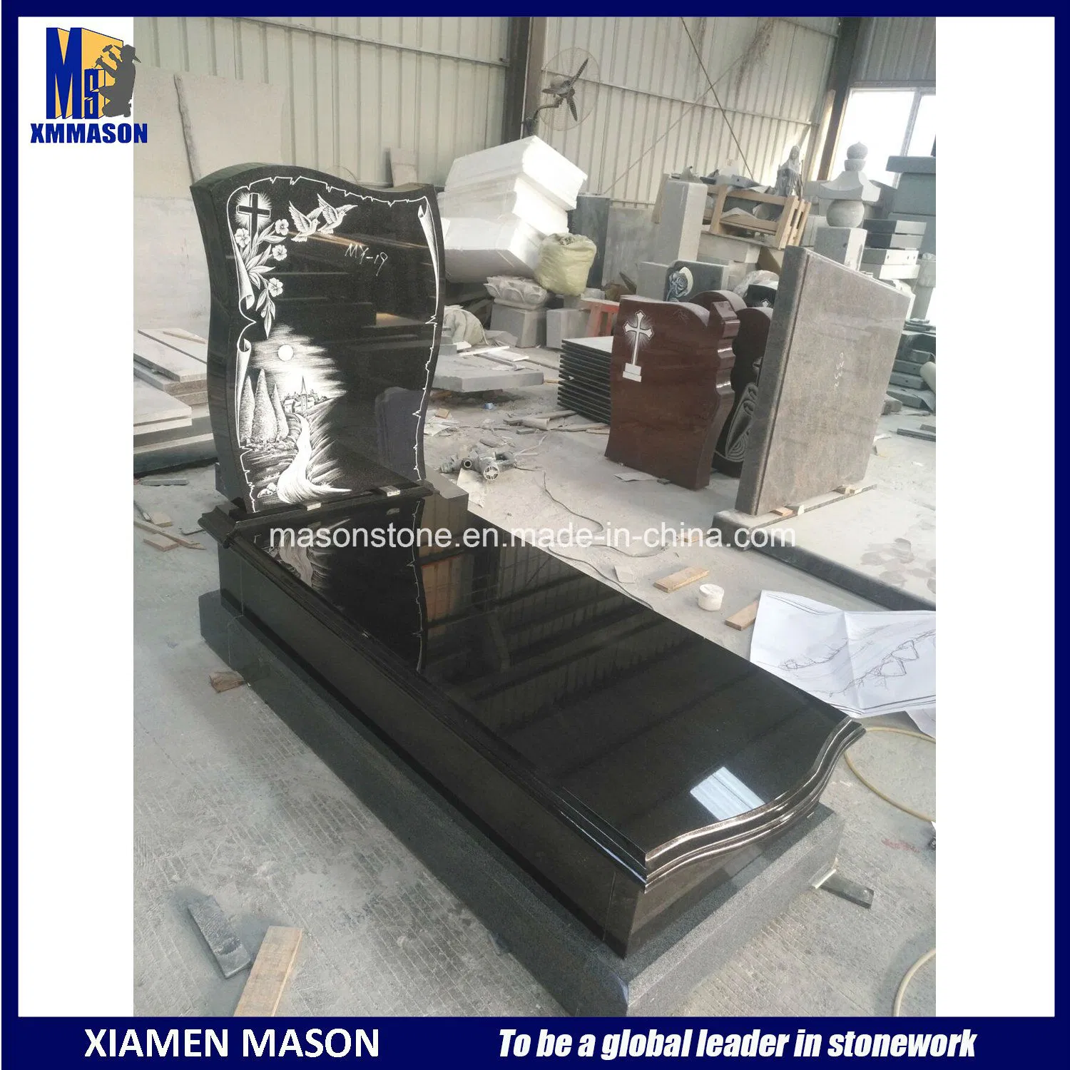 European Tombstones with Nice Carving Headstones Granite Monument