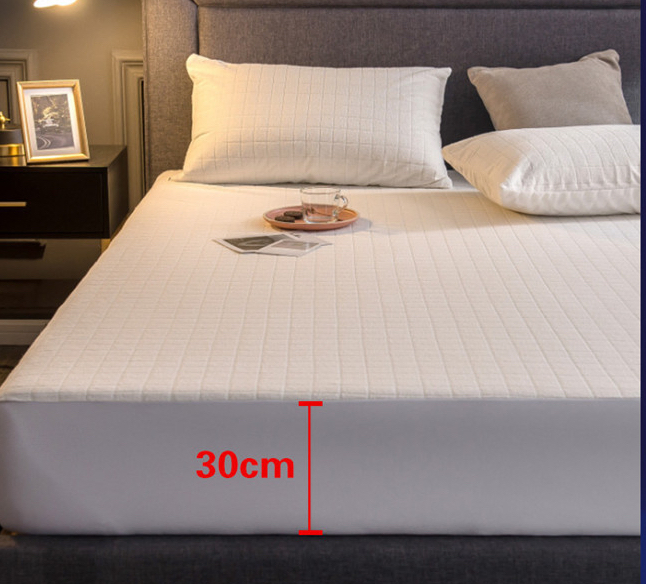 Waterproof Bed Hat Cotton Plaid Towel Cloth Acaroid Bedspread Mattress Protective Cover