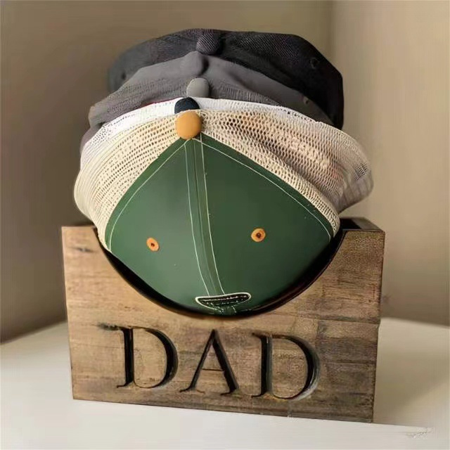 Custom Logo Single Desktop Hat Rack Father's Day Gift Peaked Cap Storage Box Wooden Baseball Cap Storage Organizer