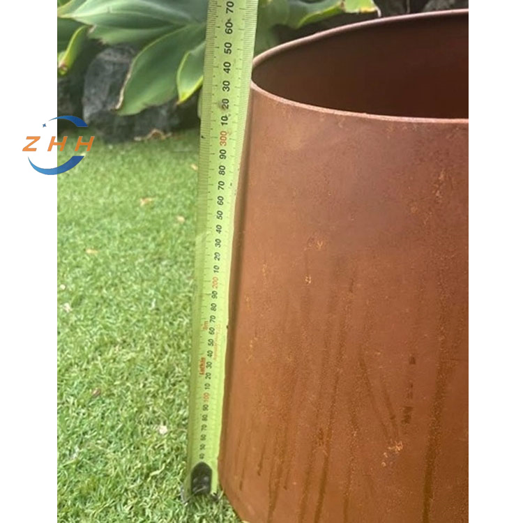 Corten Steel Outdoor Fire Pit with Round Base for Patio Garden Kitchen