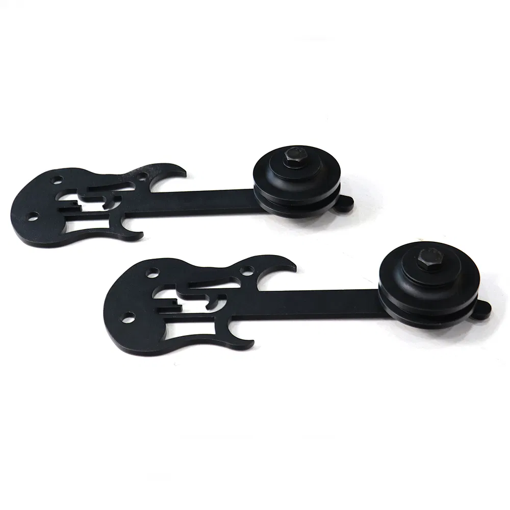 Standard Double Barn Door Hardware Kit Roller Hanger with Guitar Design