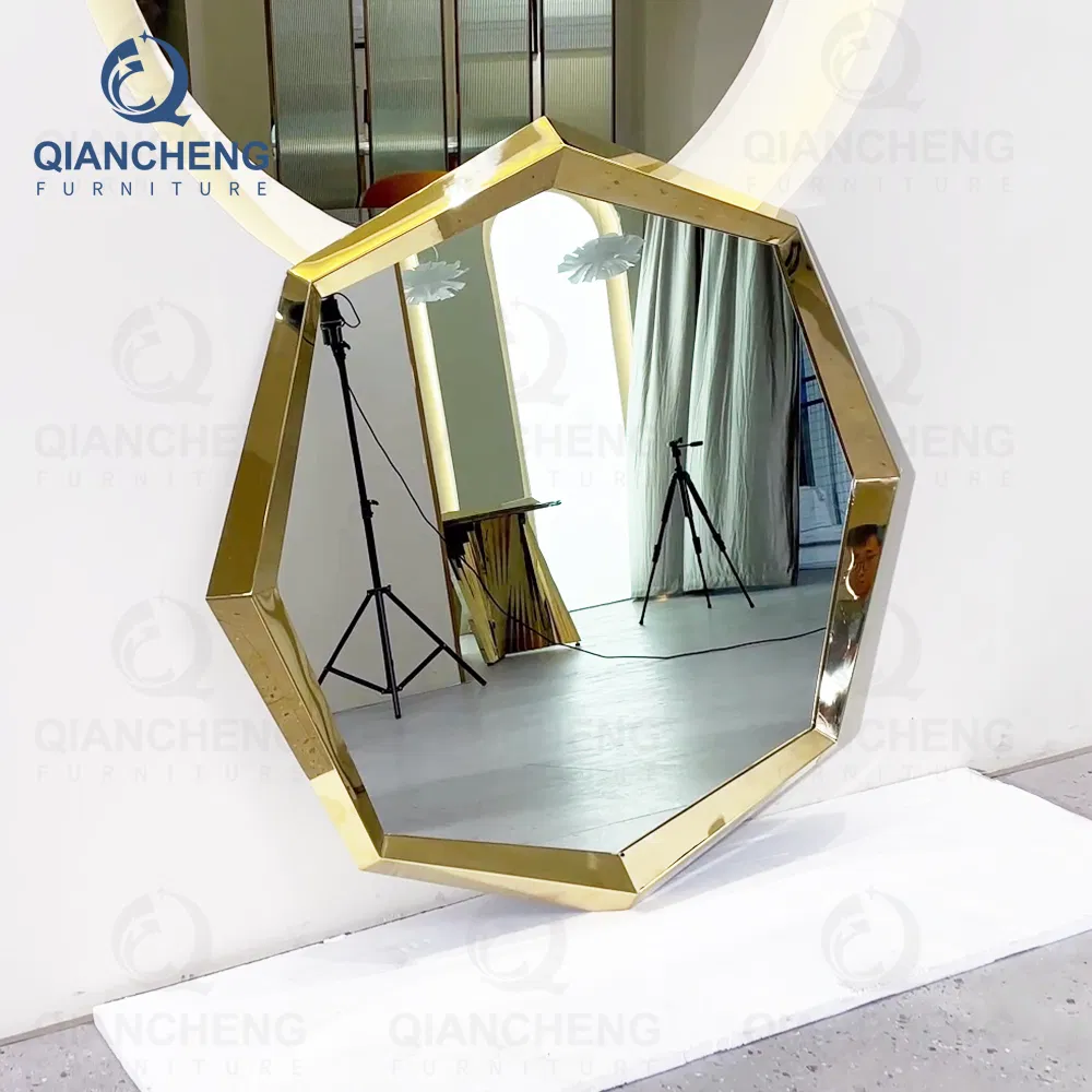 Hotel Console Furniture House Living Room Decoration Stainless Steel Frame Gold Mirror