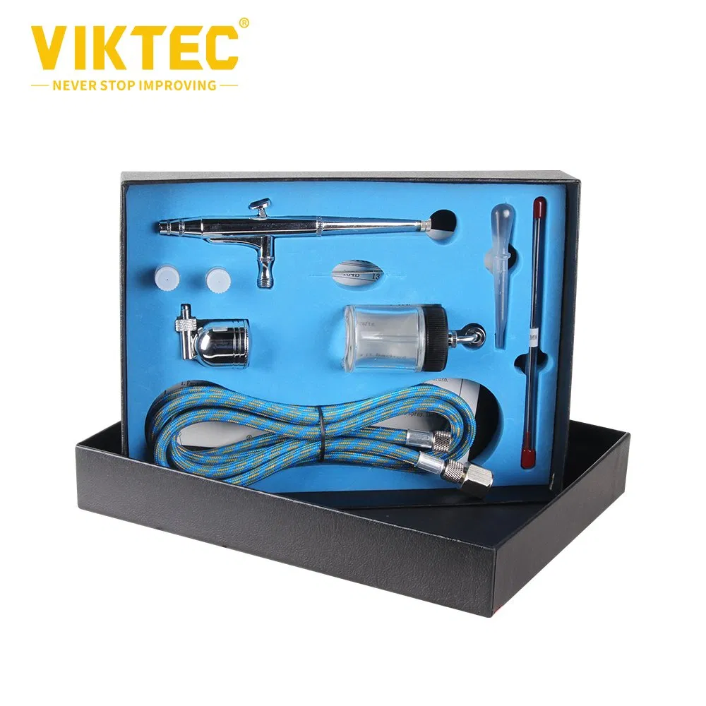 Viktec 9PC 7cc Spray Gun Kit Trigger Spray Gun Dual-Action Airbrush for Art, Craft, Model Paint, Cake Decorating, Tattoos with Cleaning Bottle