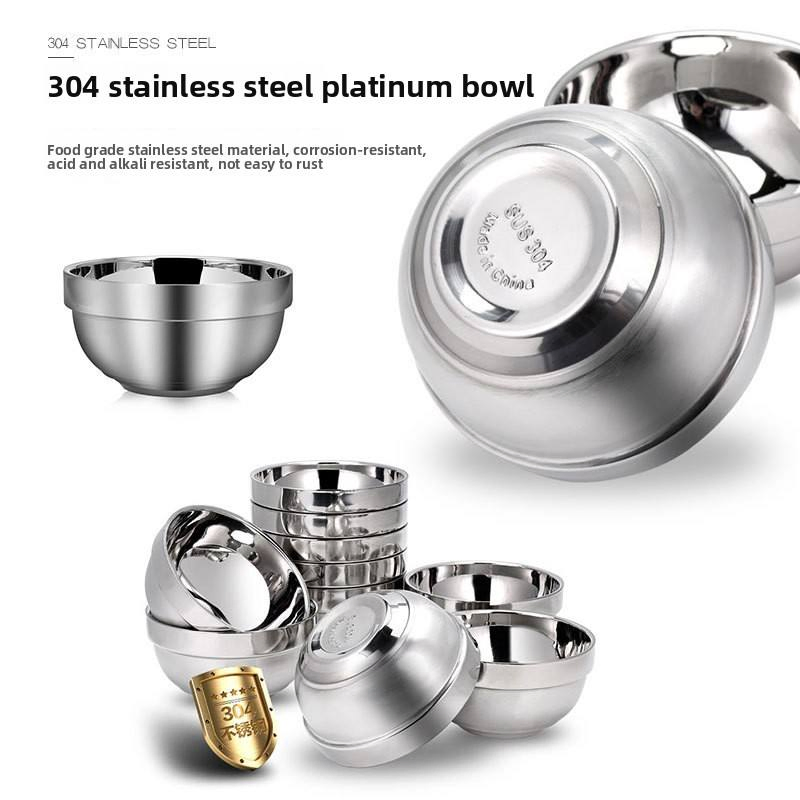 Double-Layer Insulated 304 Stainless Steel Bowl for Canteen & Household
