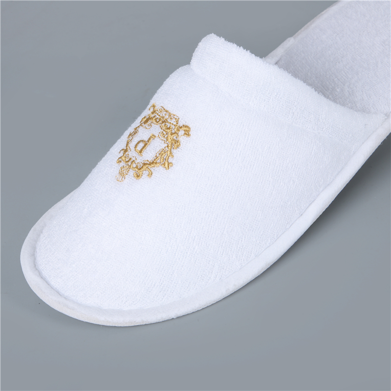 Ibis Hotel Slipper Custom Logo Hotel White Cotton Terry Hotel Slipper