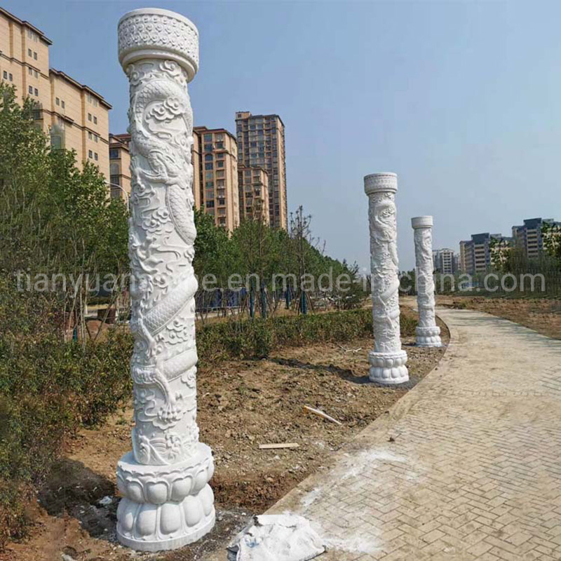 Granite Building Design Dragon Pillar Carved Chinese Dragon Column