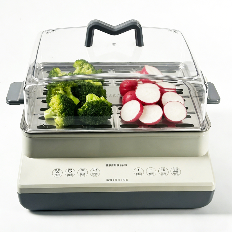 Wholesale 3 Layer Electric Food Steamer Transparent Stackable Steamer with Digital Control Multi-Function for Home Kitchen Cooker