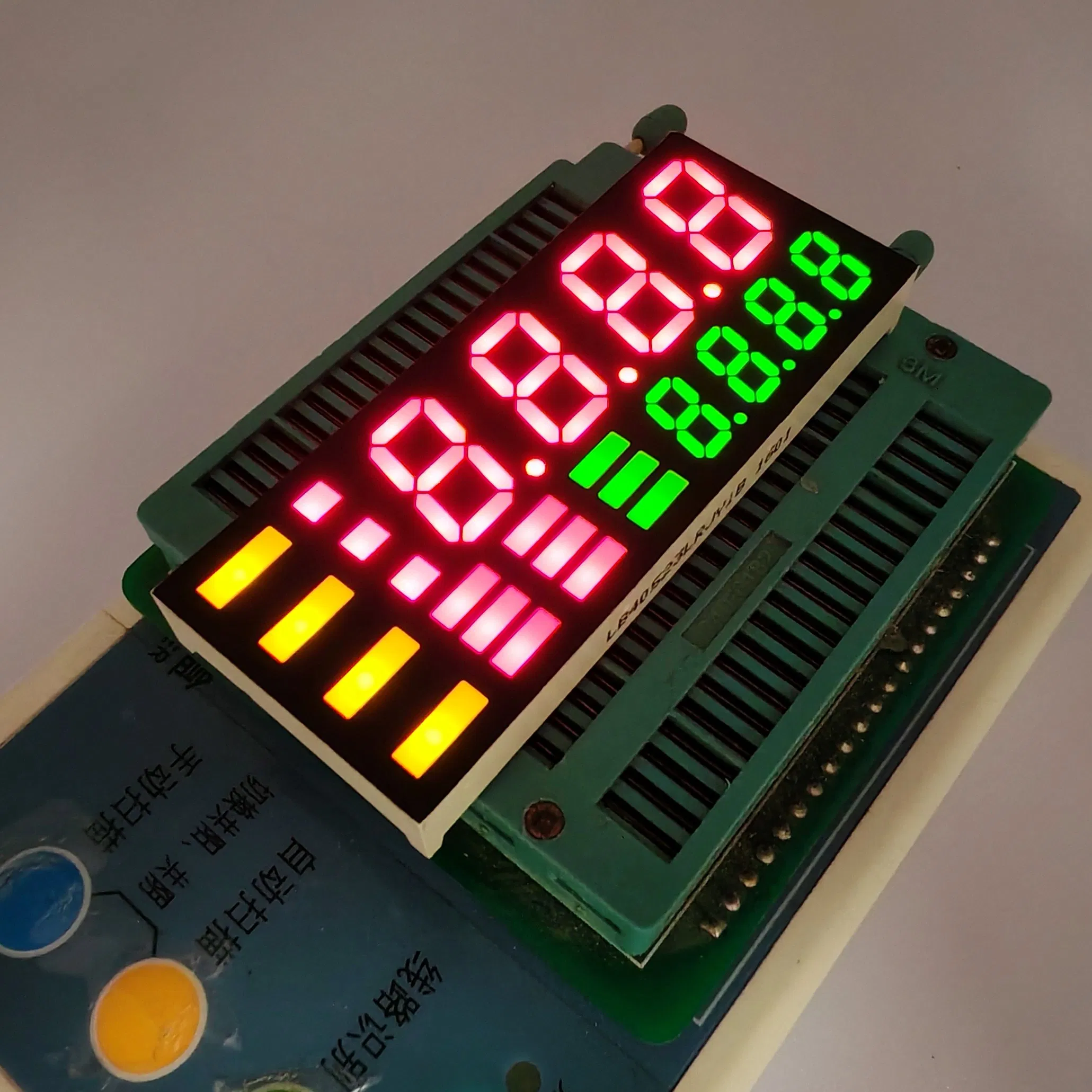 Multi-Color (R/Y/G) 4-Digit 7-Segment LED Display for Digital Ovens