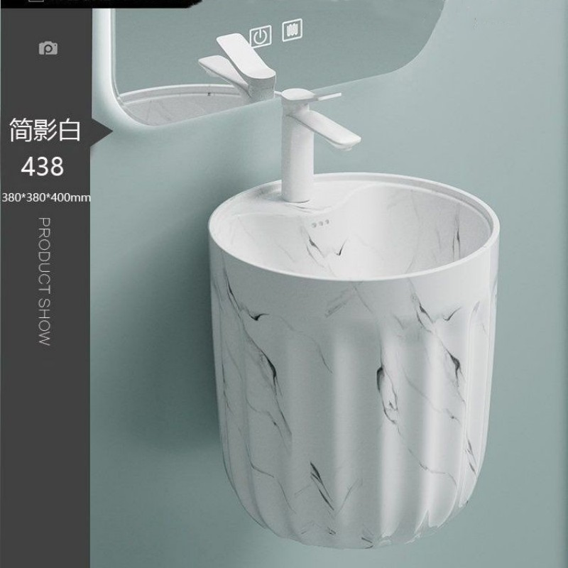 Wall-Mounted Round Custom-Color Ceramic Basin Integrated Pedestal for Bathroom & Balcony