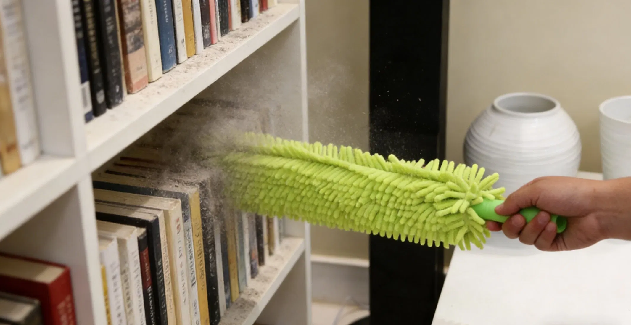 High Absorbency Chenille Duster Reusable Green Cleaning Tool for Furniture, Countertops & Electronics