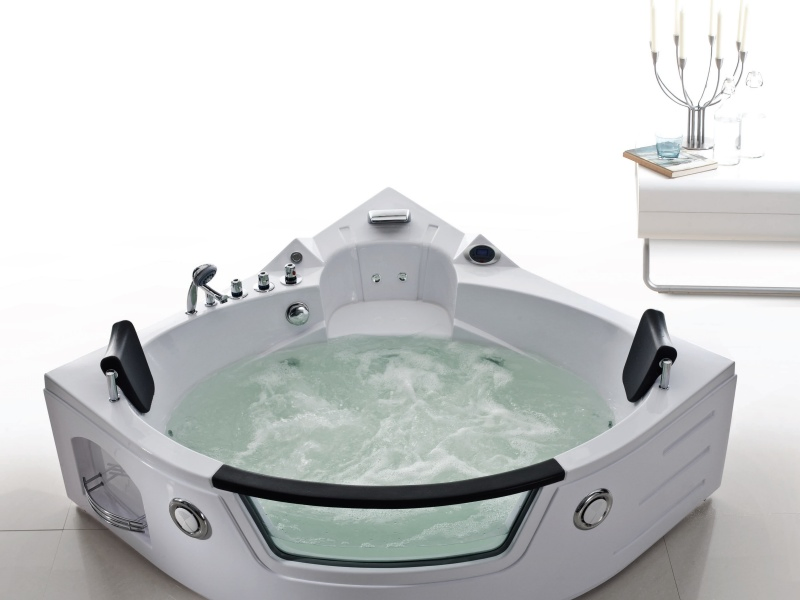 Gloss Acrylic Massage Bathtub with Whirlpool and Computer Control Panel