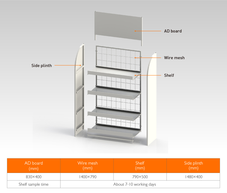 Powder Coated Lubricant Oil Display Shelf for Retail Spaces