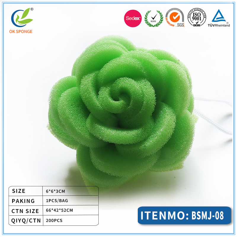 Green Flower Shape Bath Sponge