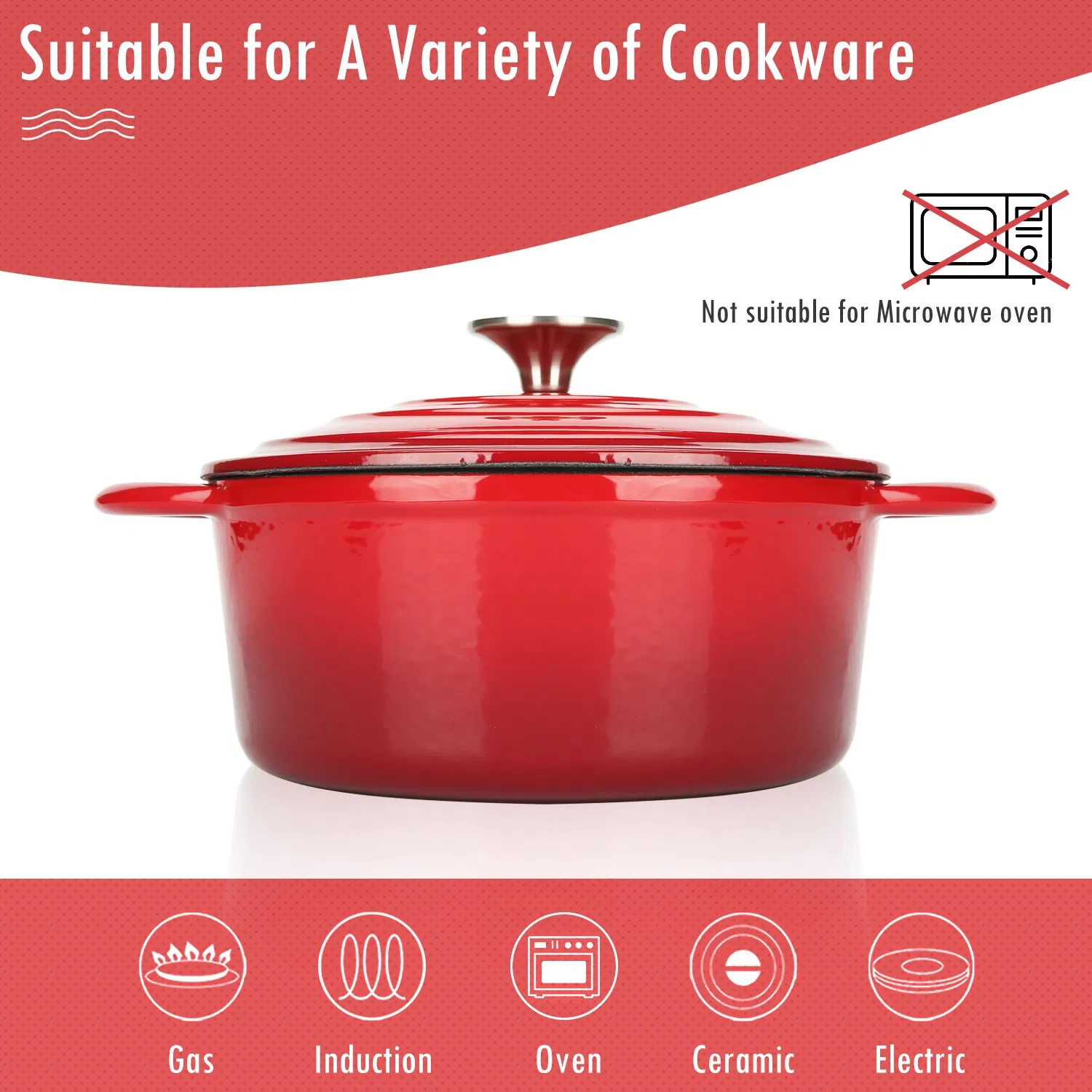 Чугунная кастрюля-голландка Cookwin 2.8 кварт, эмалированная