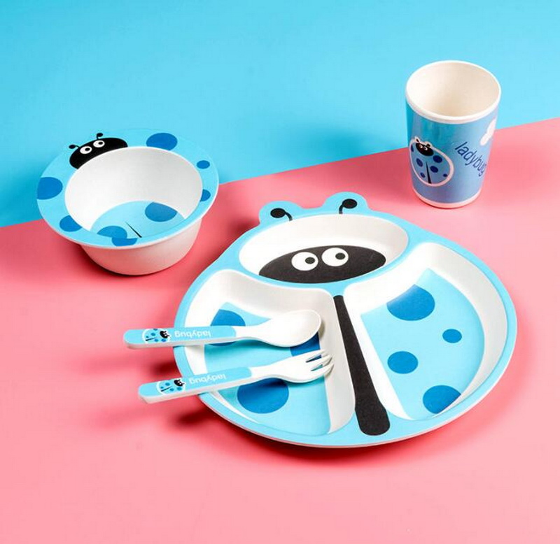 Cute Cartoon Bamboo Fiber Children′ S Dinnerware Set 5-Piece Set