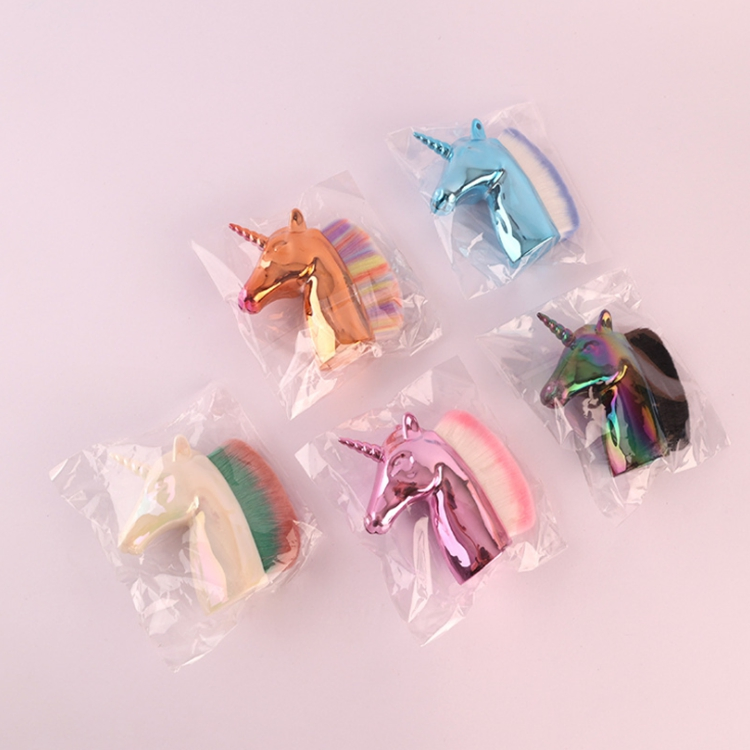 Professional Customized Manufacturer New Design Plastic Handle Nail Cleaner Brush Unicorn Synthetic Hair Unicorn Makeup Brush