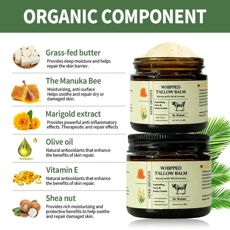 100% Raw Beeswax Balm Beef Honey Tallow Face Cream