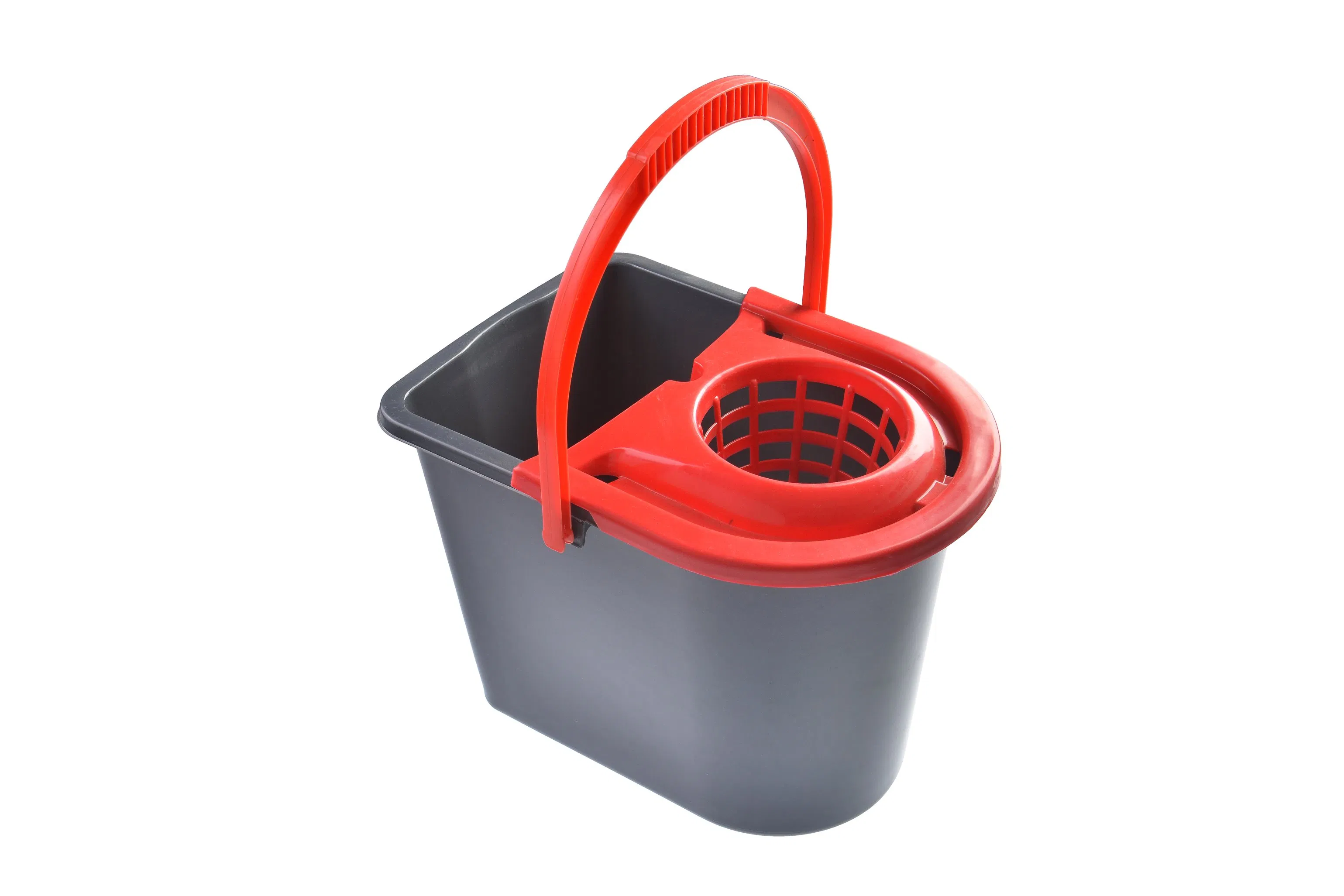 Quick Wring Bucket Floor Cleaning with Handle Plastic Floor Wringer Silver 14L Mop Bucket