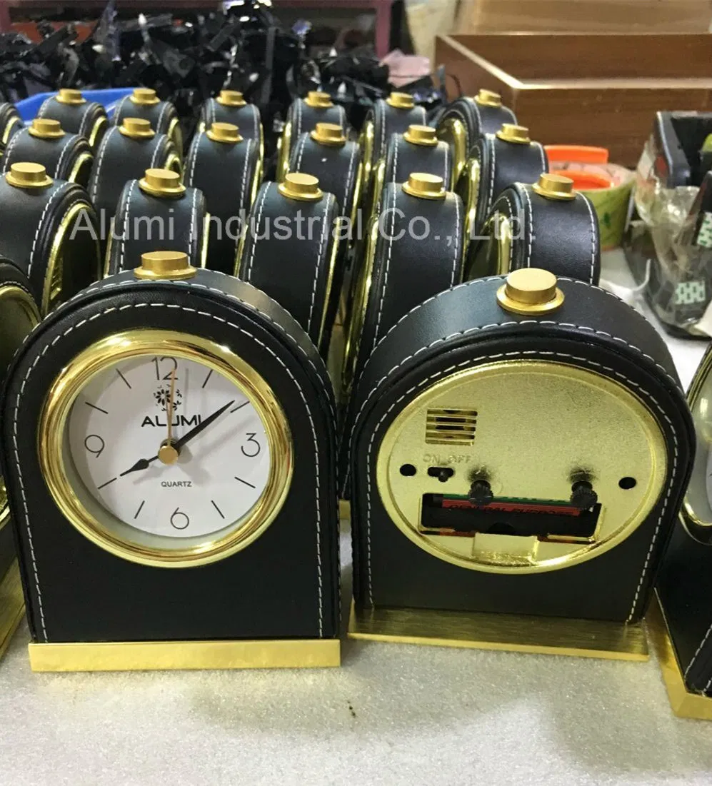 Hotel PU Leather Cover Desktop Alarm Clock