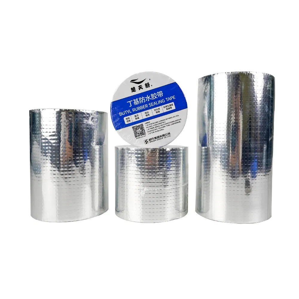 Foil Fiberglass Mesh Reinforced Brushed Waterproof Aluminum Foil Butyl Rubber Tape