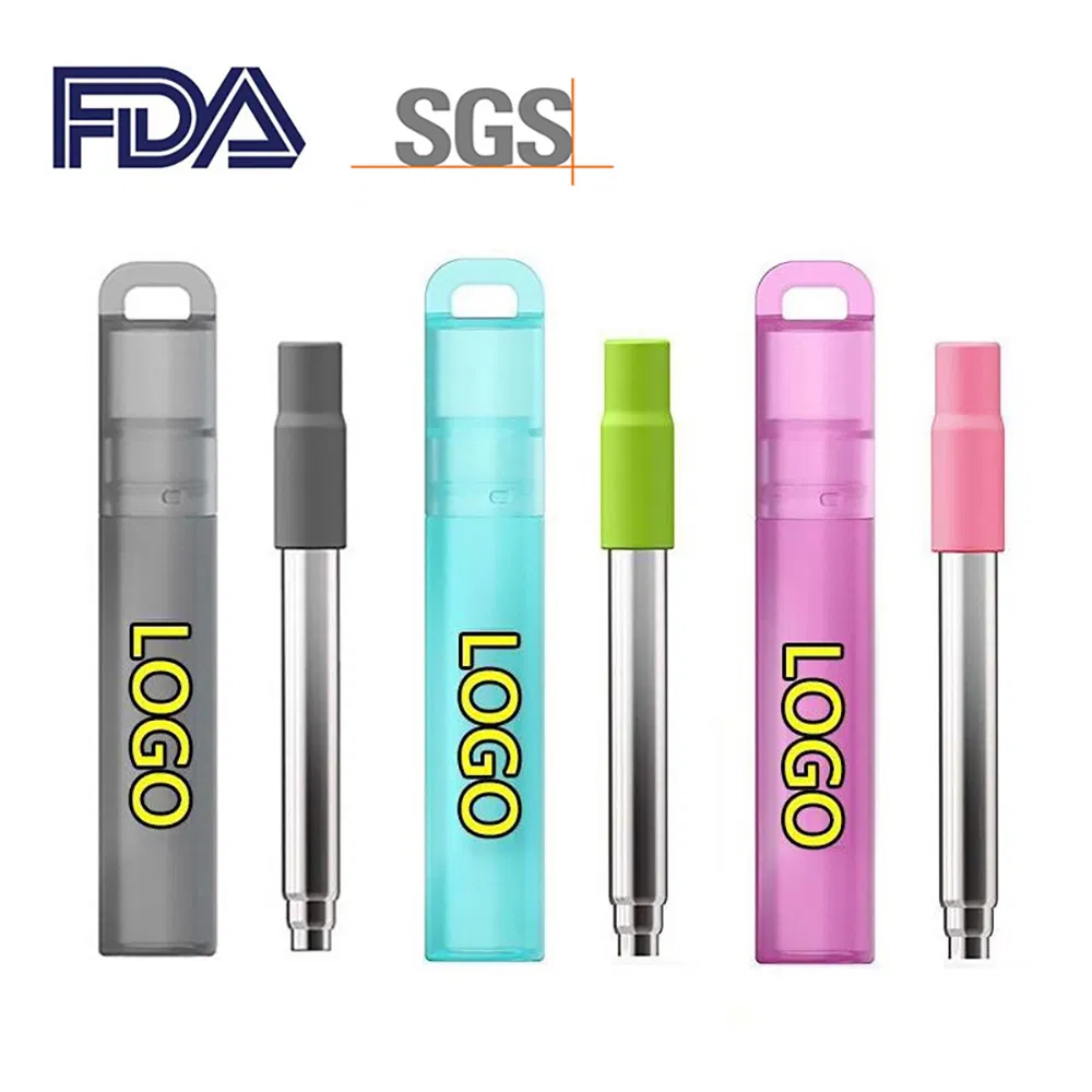 Телескопическая металлическая трубочка для напитков с чехлом