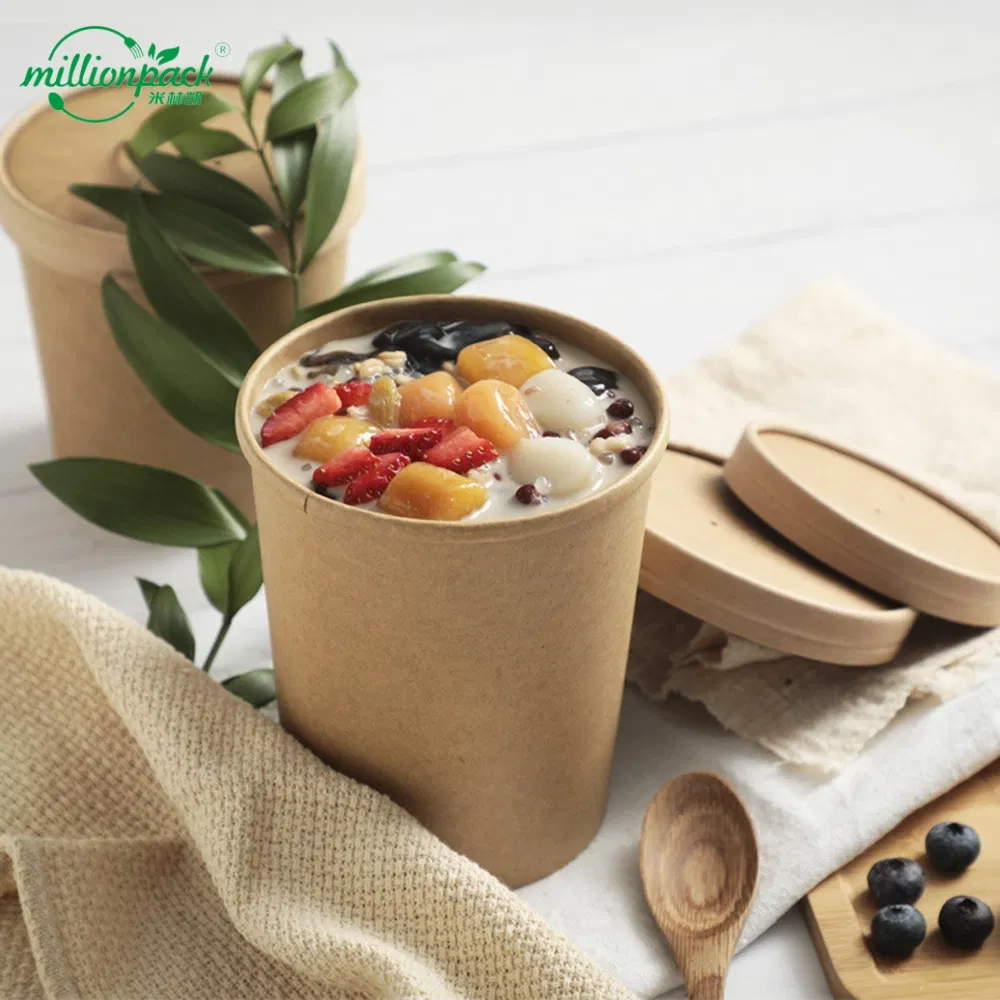 Microwave Safe Kraft Paper Soup Bowl Food Container for Convenient Meal Reheating